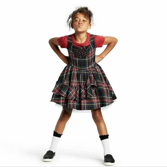 HARAJUKU MINI | NWT! Plaid Square Neck Mini Dress with Tiered Ruffle Skirt - Picture 14 of 15